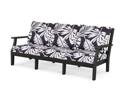 Martha Stewart by POLYWOOD® Chinoiserie Deep Seating Sofa in Black / Leaf Navy