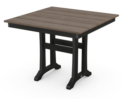 POLYWOOD® Farmhouse Trestle 37" Dining Table in Black / Kona