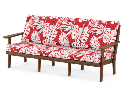 POLYWOOD® Lakeside Deep Seating Sofa in Teak / Leaf Crimson