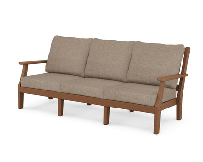 Martha Stewart by POLYWOOD® Chinoiserie Deep Seating Sofa in Teak / Spiced Burlap