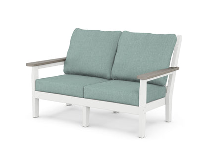 POLYWOOD® Chippendale Deep Seating Loveseat in White / Driftwood / Glacier Spa