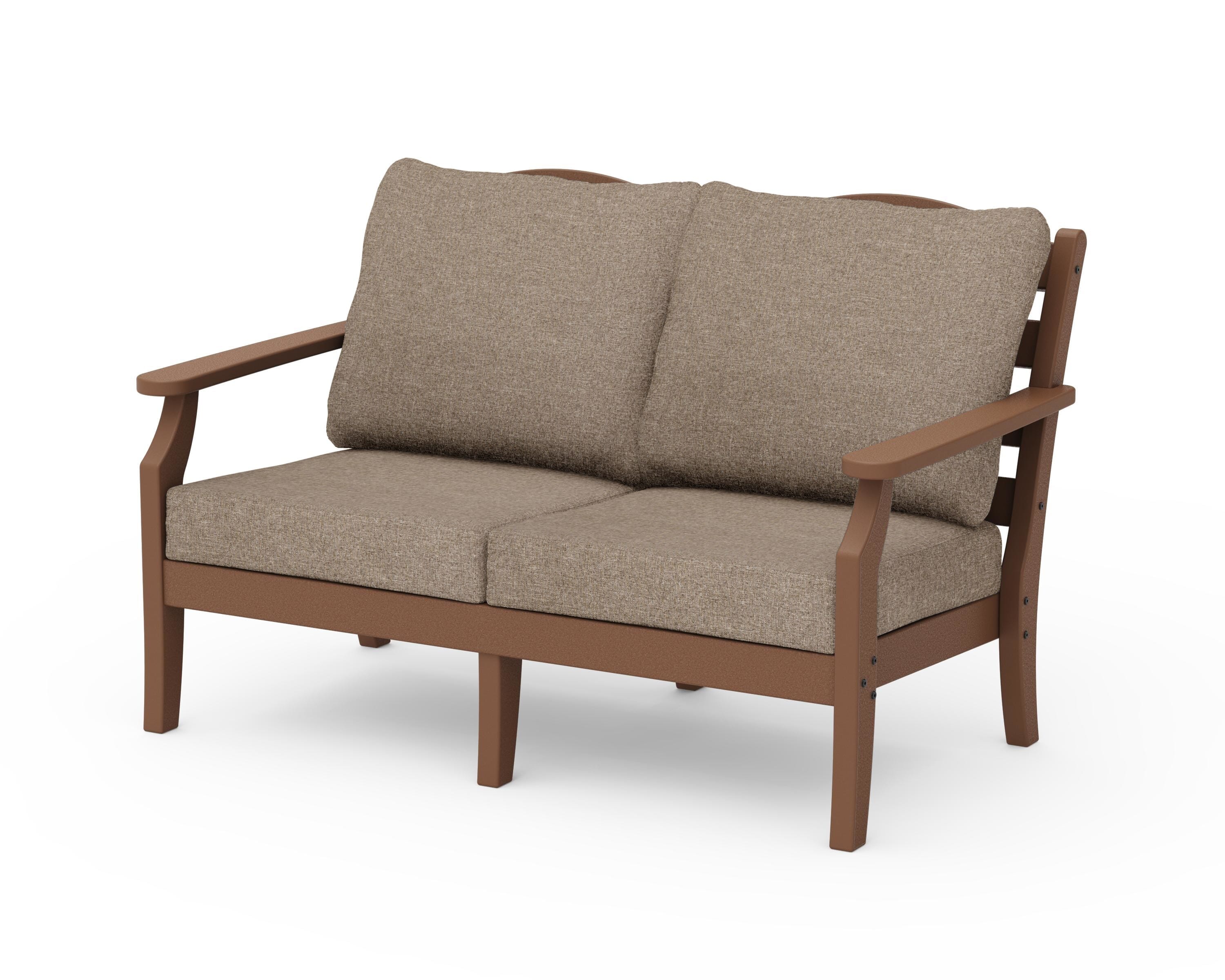 Draper James™ by  POLYWOOD® Savannah Deep Seating Loveseat in Teak / Spiced Burlap