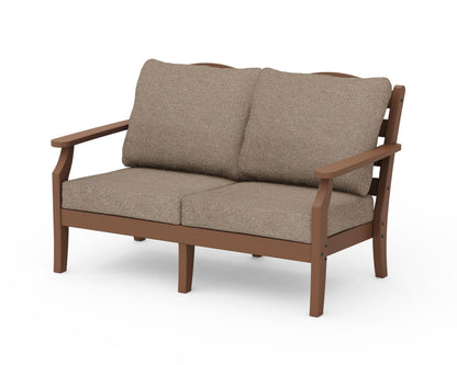 Draper James™ by  POLYWOOD® Savannah Deep Seating Loveseat in Teak / Spiced Burlap