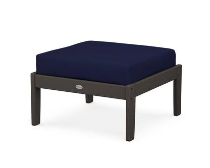 POLYWOOD® Braxton Deep Seating Ottoman in Vintage Coffee / Navy