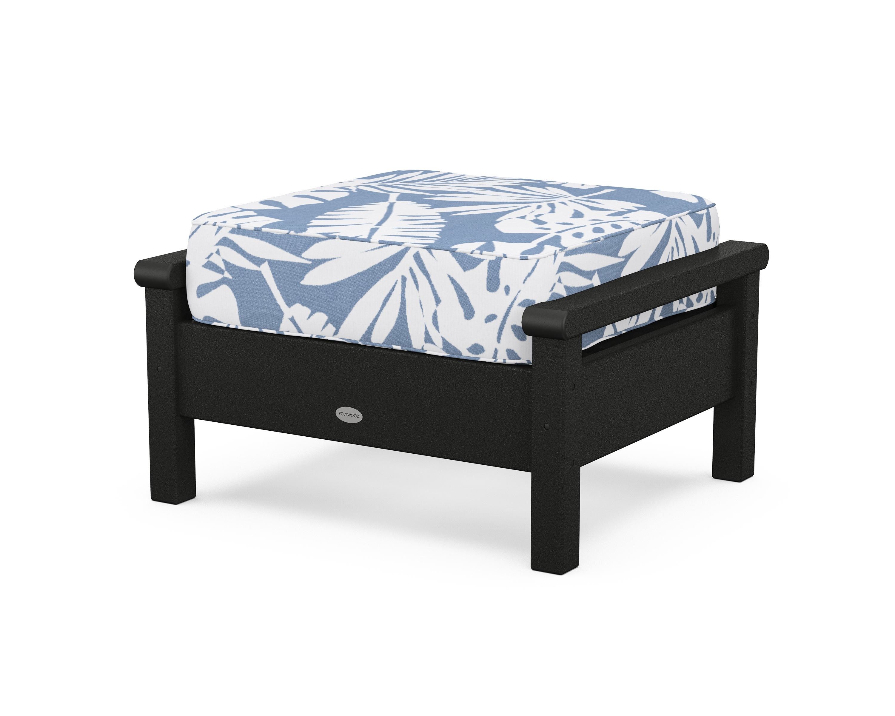 POLYWOOD® Harbour Deep Seating Ottoman in Black / Leaf Sky Blue