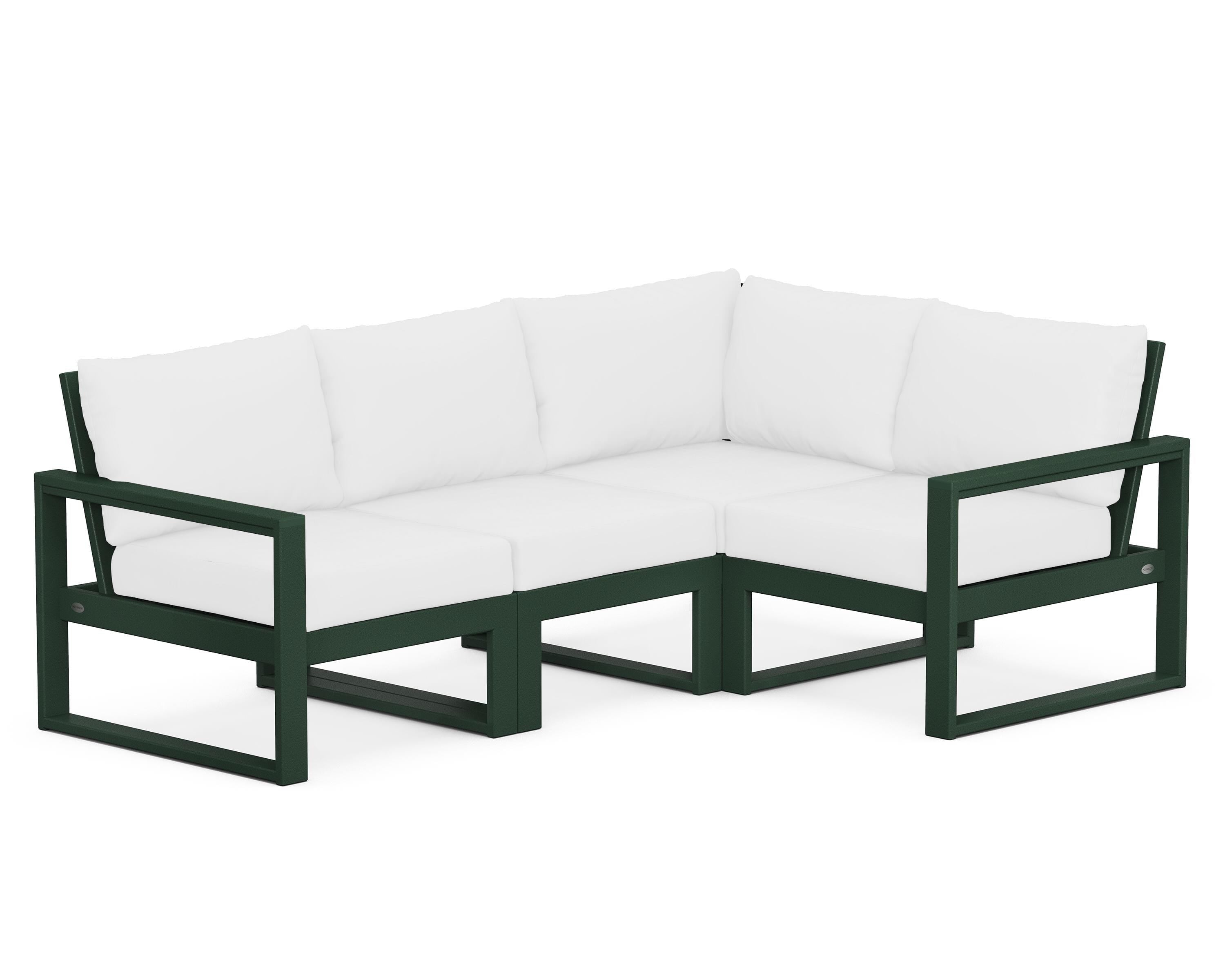 POLYWOOD® EDGE 4-Piece Modular Deep Seating Set in Green / Natural