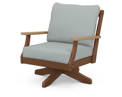 POLYWOOD® Braxton Deep Seating Swivel Chair in Teak / Natural / Spa