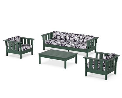 Martha Stewart by POLYWOOD® Acadia 4-Piece Deep Seating Set with Sofa in Green / Leaf Navy