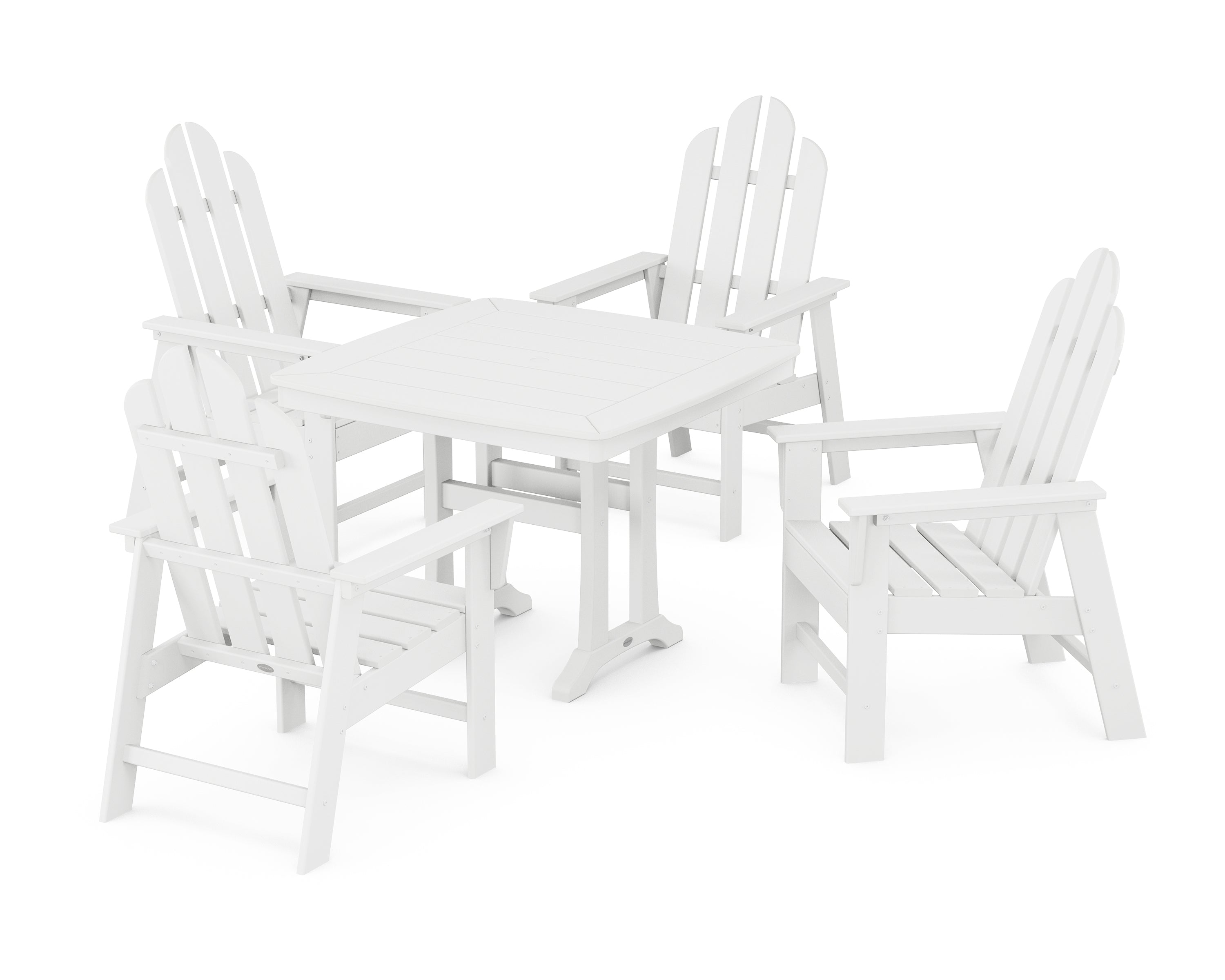 POLYWOOD® Long Island 5-Piece Dining Set with Trestle Legs in White