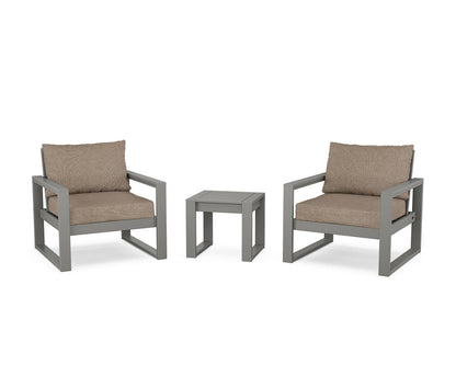 POLYWOOD® EDGE Sectional 3-Piece Deep Seating Set in Slate Grey / Spiced Burlap