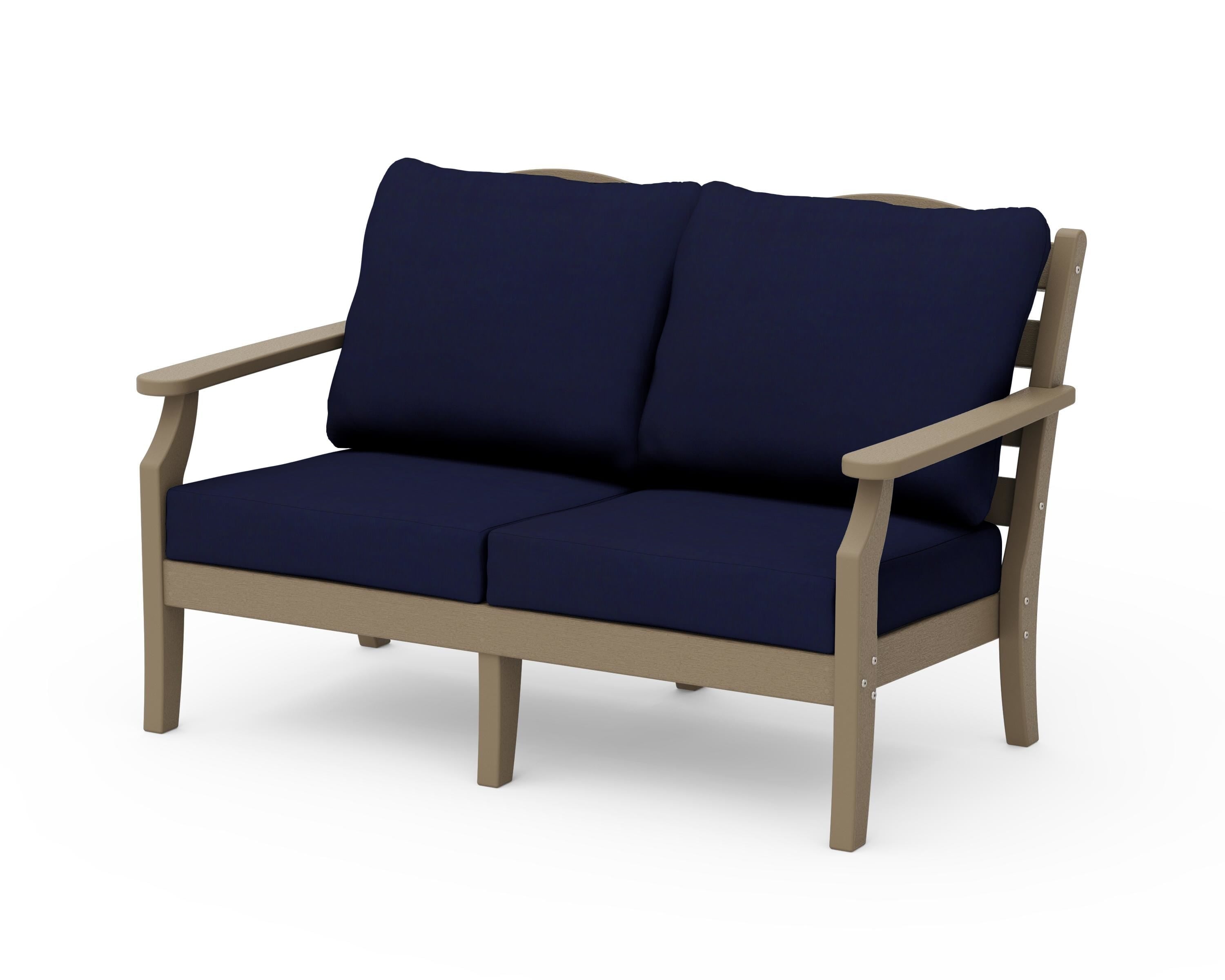Draper James™ by  POLYWOOD® Savannah Deep Seating Loveseat in Vintage Sahara / Navy