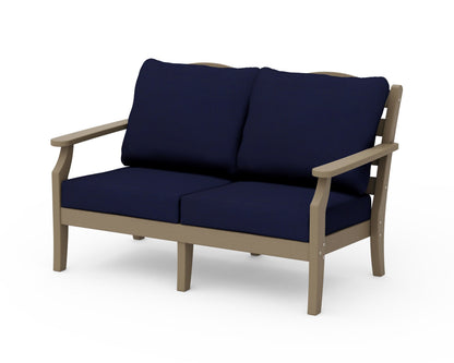 Draper James™ by  POLYWOOD® Savannah Deep Seating Loveseat in Vintage Sahara / Navy