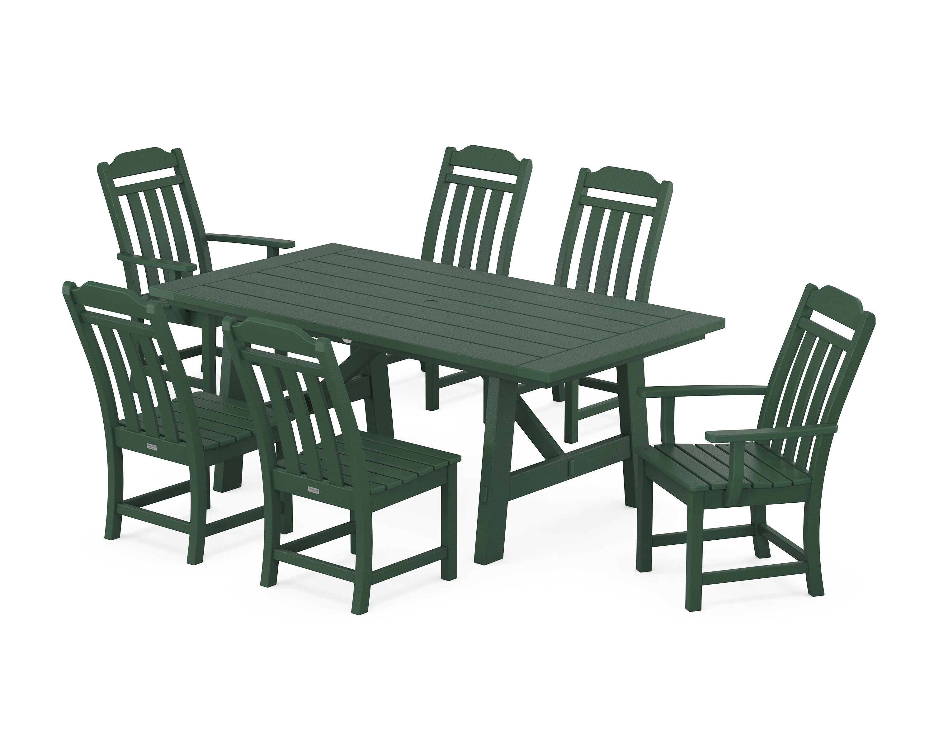 Country Living Cottage 7-Piece Rustic Farmhouse Dining Set in Green
