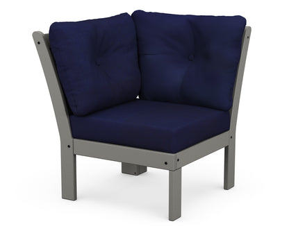POLYWOOD® Vineyard Modular Corner Chair in Slate Grey / Navy