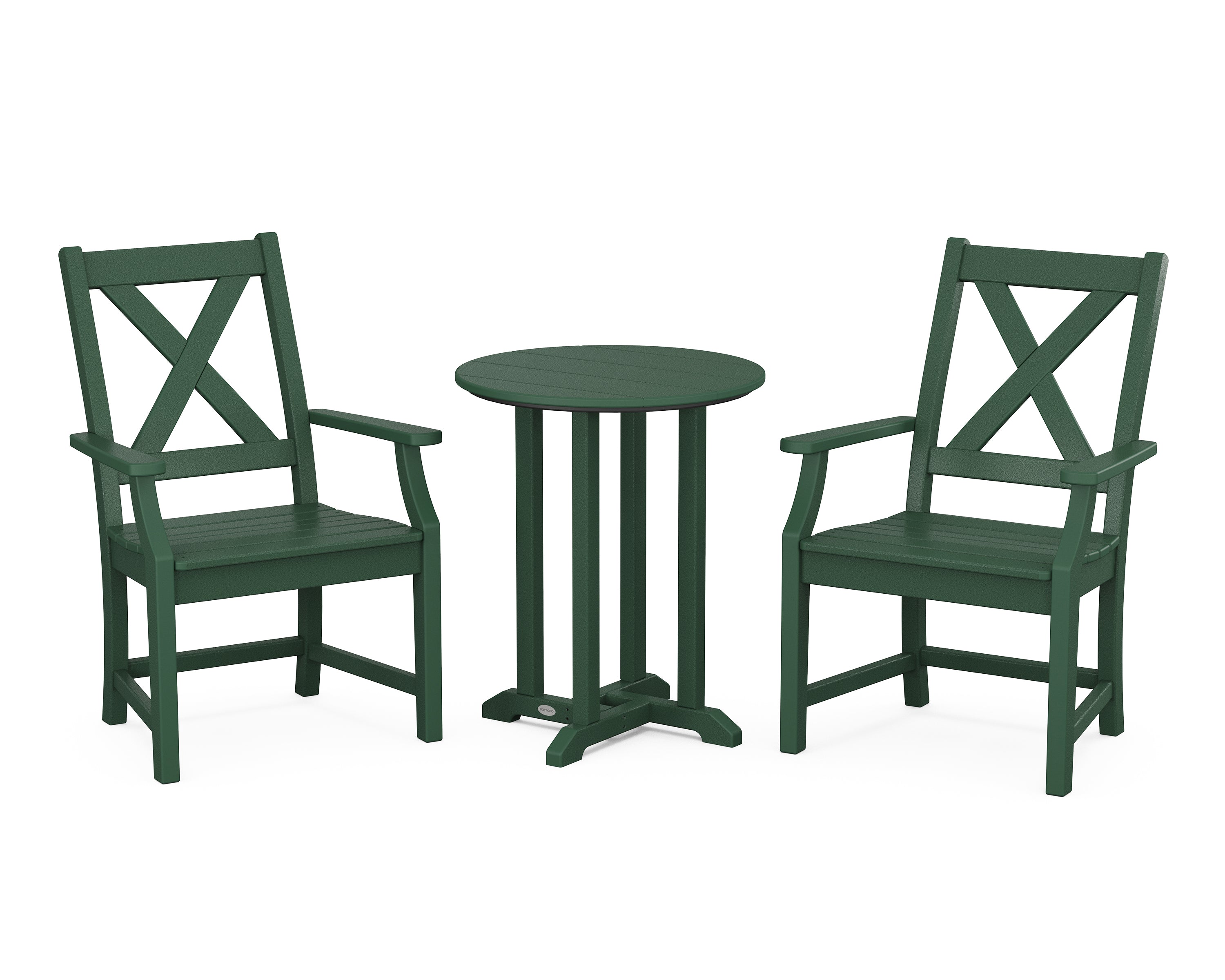 POLYWOOD® Braxton 3-Piece Round Bistro Dining Set in Green
