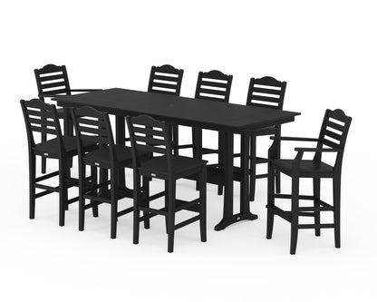 Draper James™ by  POLYWOOD® Savannah 9-Piece Farmhouse Bar Set with Trestle Legs in Black