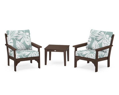 POLYWOOD® Vineyard 3-Piece Deep Seating Set in Mahogany / Leaf Glacier Spa