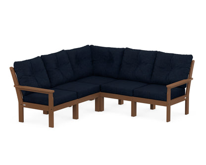 POLYWOOD® Vineyard 5-Piece Sectional in Teak / Marine Indigo