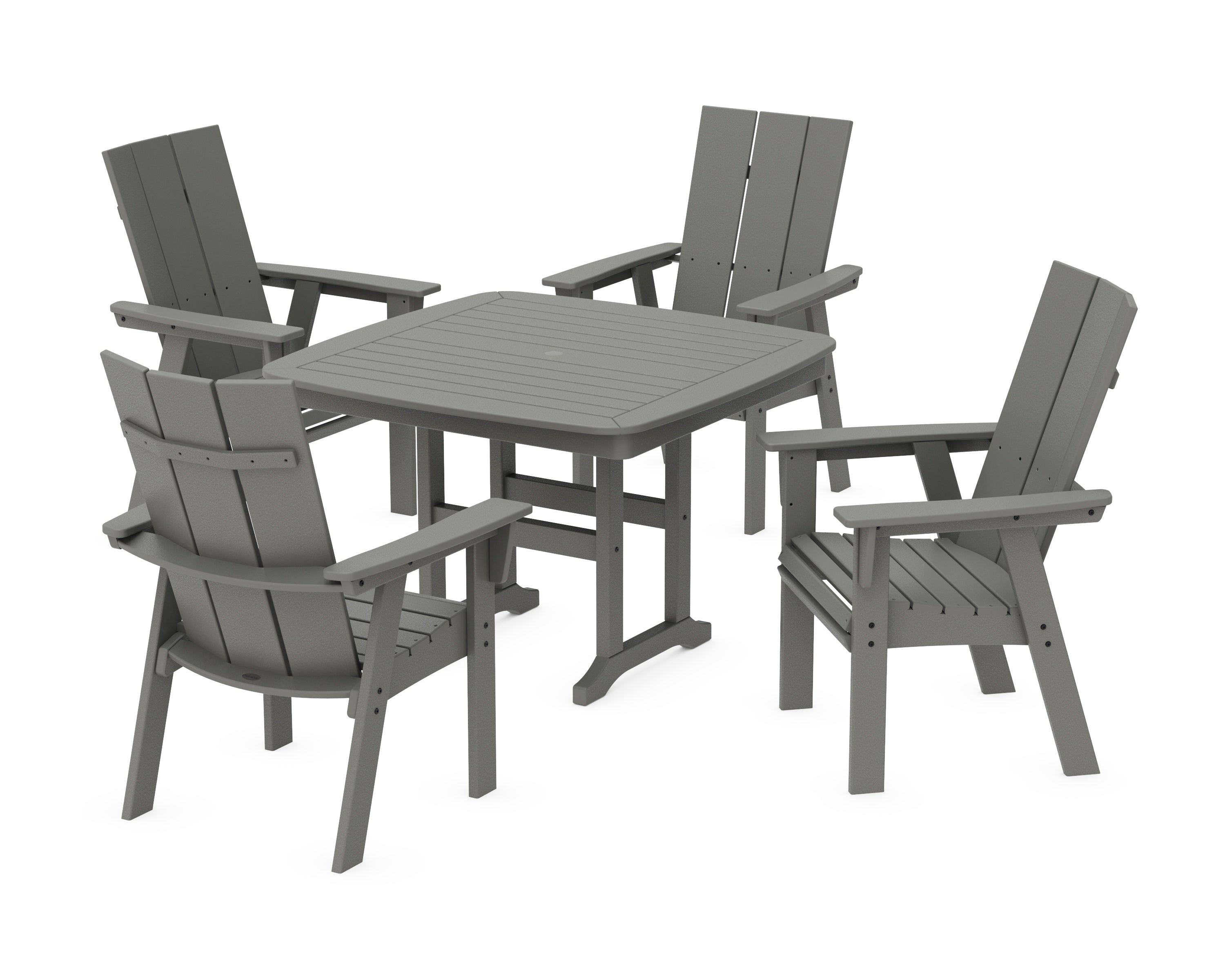 POLYWOOD® Modern Curveback Adirondack 5-Piece Dining Set in Slate Grey