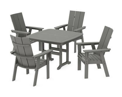 POLYWOOD® Modern Curveback Adirondack 5-Piece Dining Set in Slate Grey