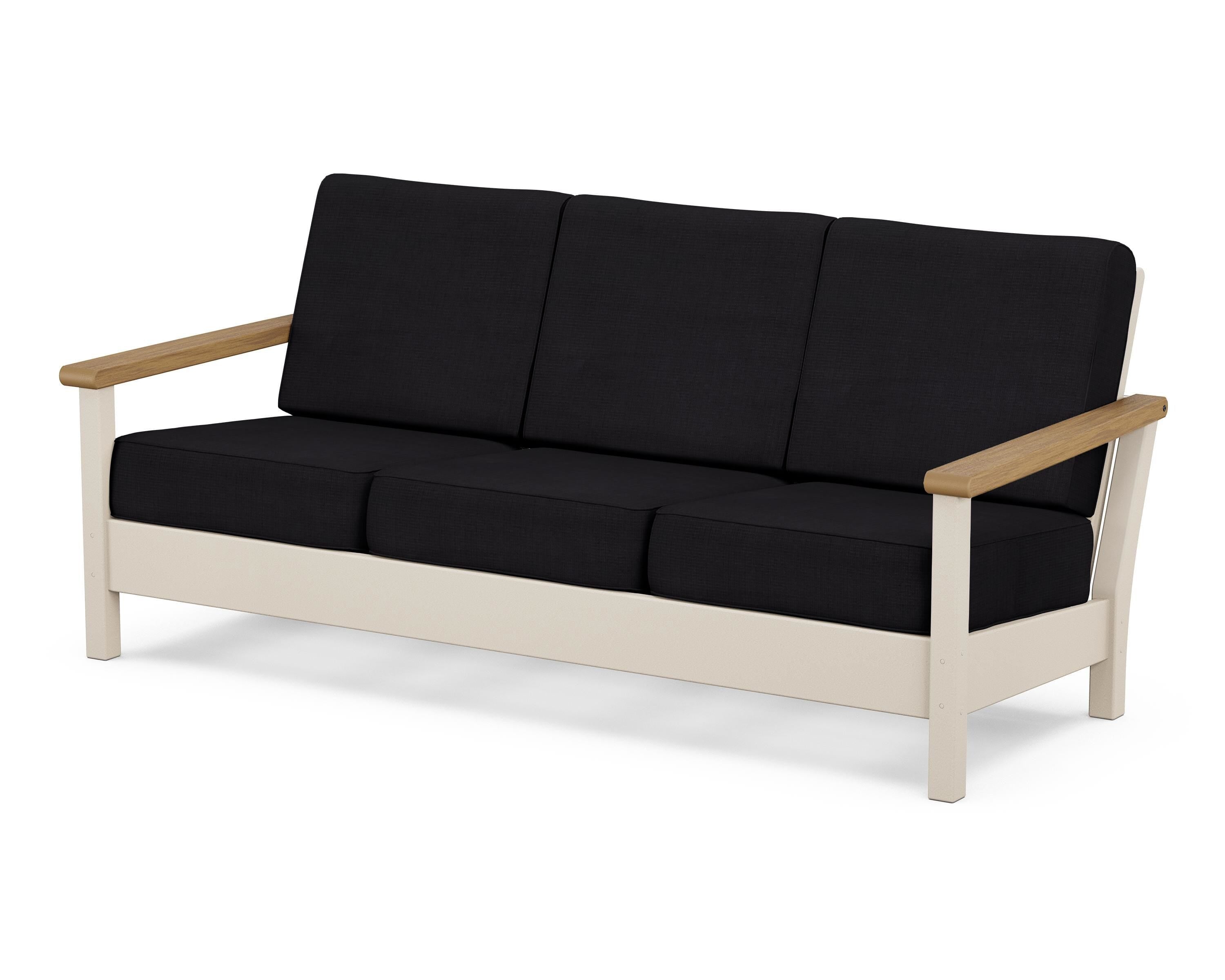 POLYWOOD® Harbour Deep Seating Sofa in Sand / Natural / Midnight Linen