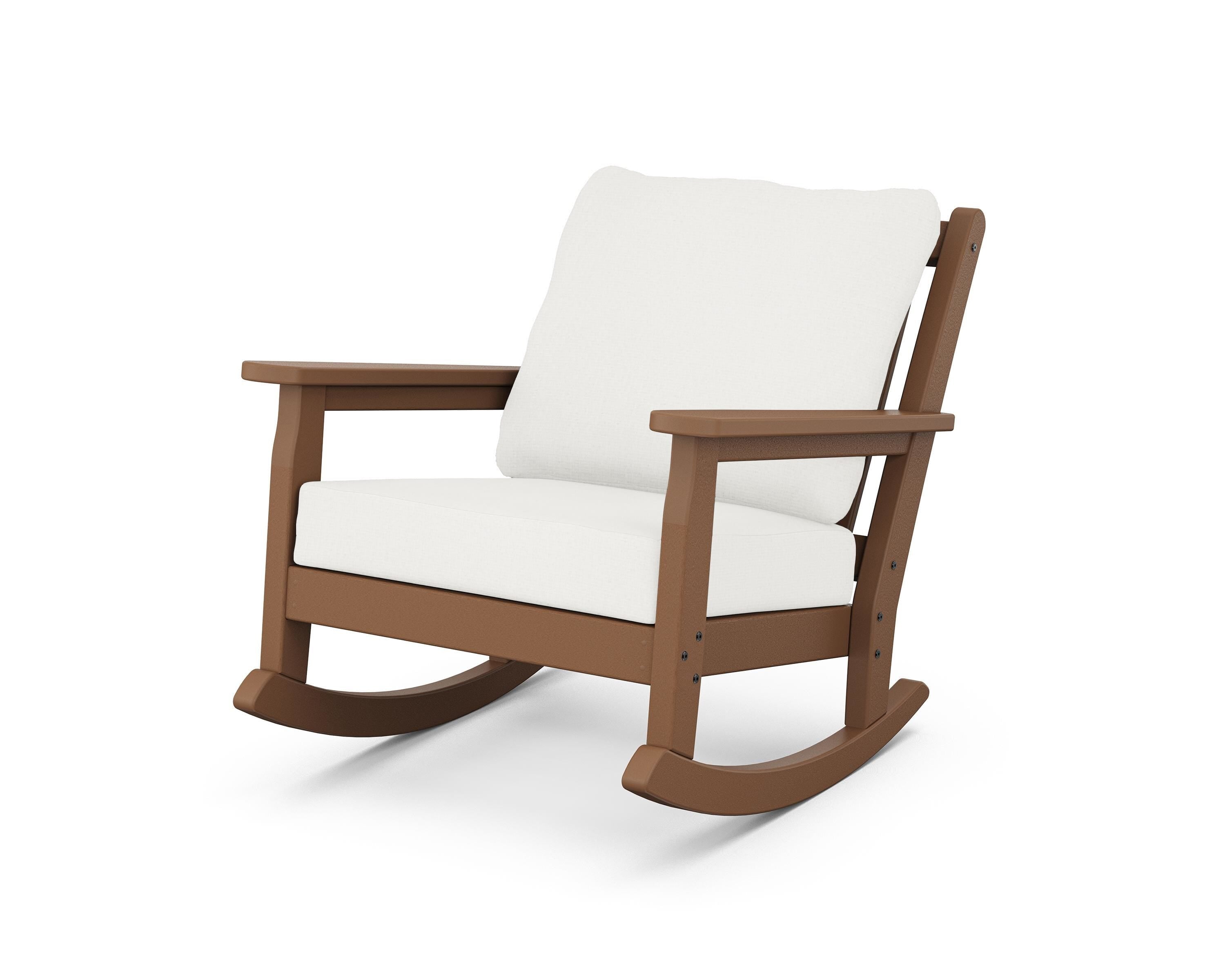 POLYWOOD® Chippendale Deep Seating Rocking Chair in Teak / Natural Linen