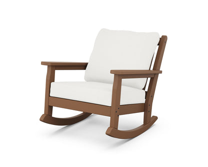 POLYWOOD® Chippendale Deep Seating Rocking Chair in Teak / Natural Linen