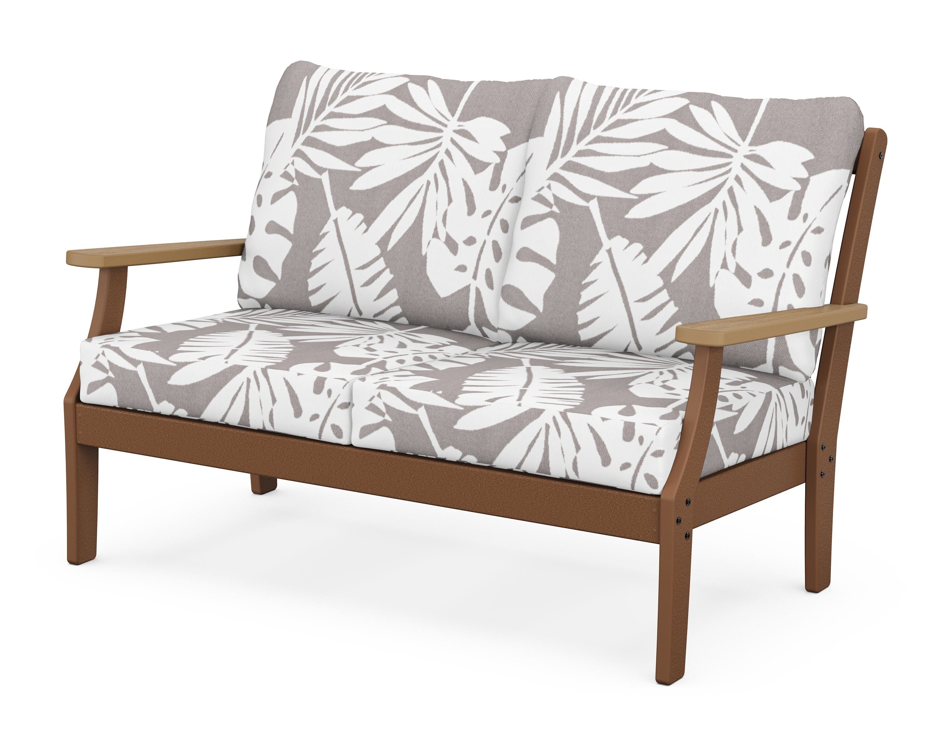 POLYWOOD® Braxton Deep Seating Loveseat in Teak / Natural / Leaf Grey Mist