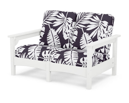 POLYWOOD® Club Loveseat in White / Leaf Navy