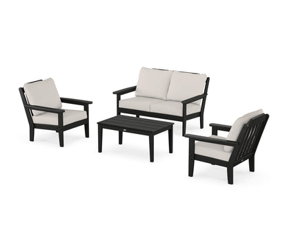 Country Living Cottage 4-Piece Deep Seating Set with Loveseat in Black / Cast Ash
