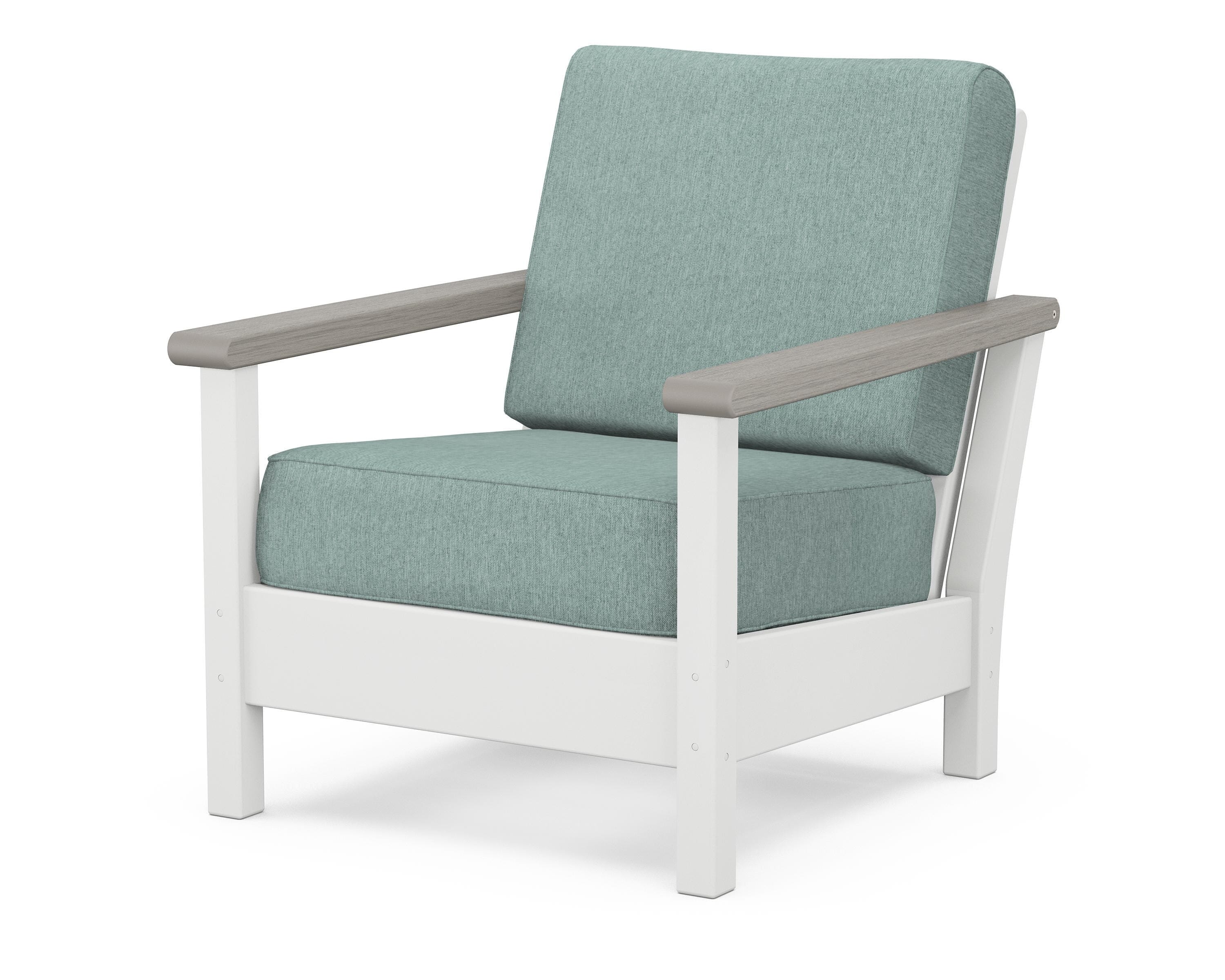 POLYWOOD® Harbour Deep Seating Chair in White / Driftwood / Glacier Spa
