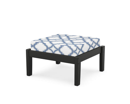 Unbranded Deep Seating Ottoman in Black / Trellis Sky Blue