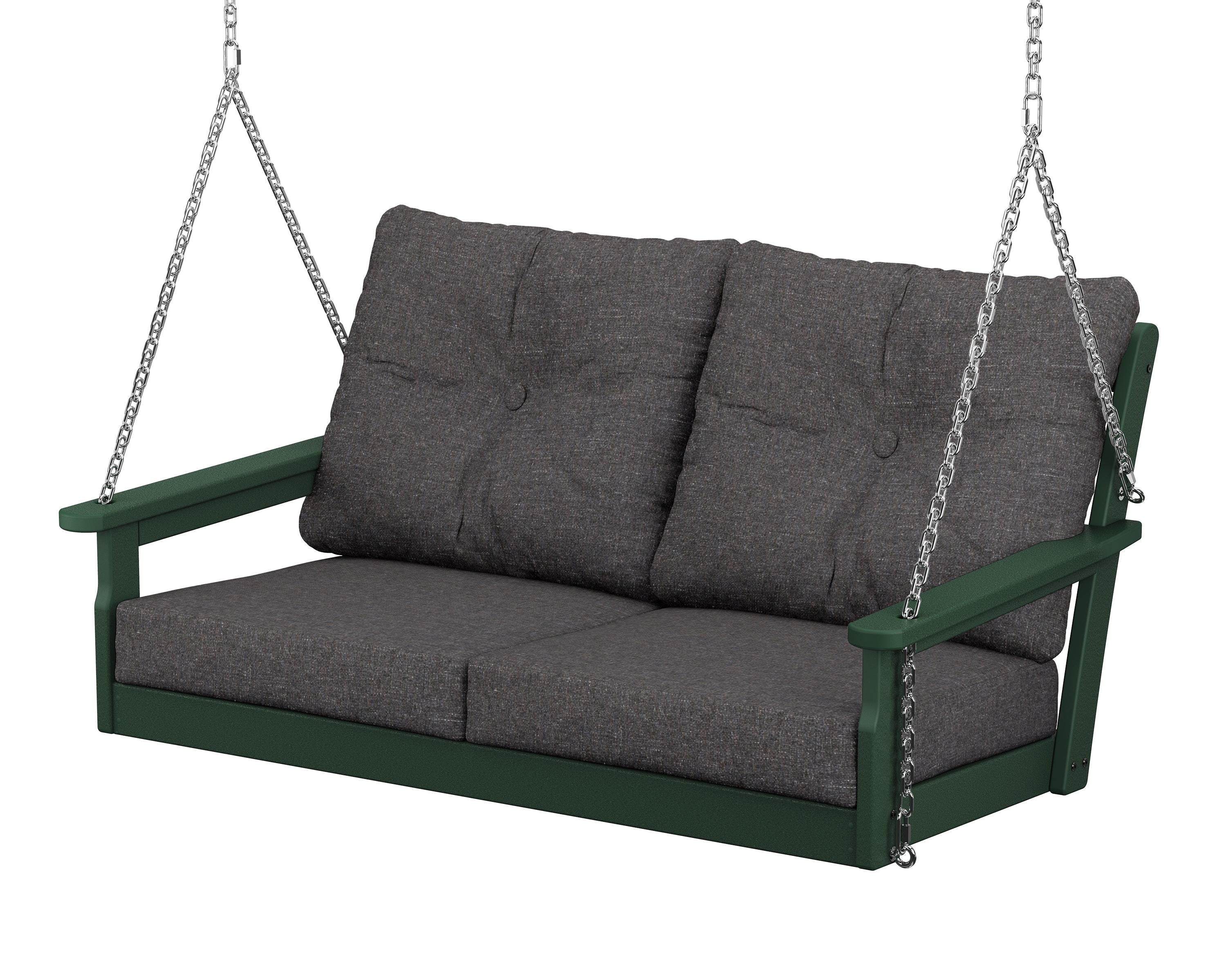 POLYWOOD® Vineyard Deep Seating Swing in Green / Ash Charcoal