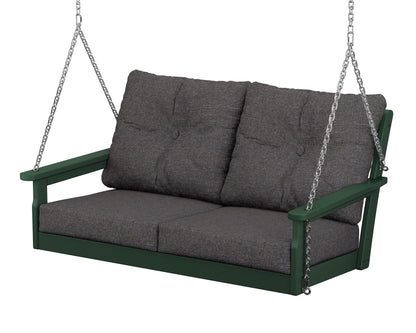 POLYWOOD® Vineyard Deep Seating Swing in Green / Ash Charcoal