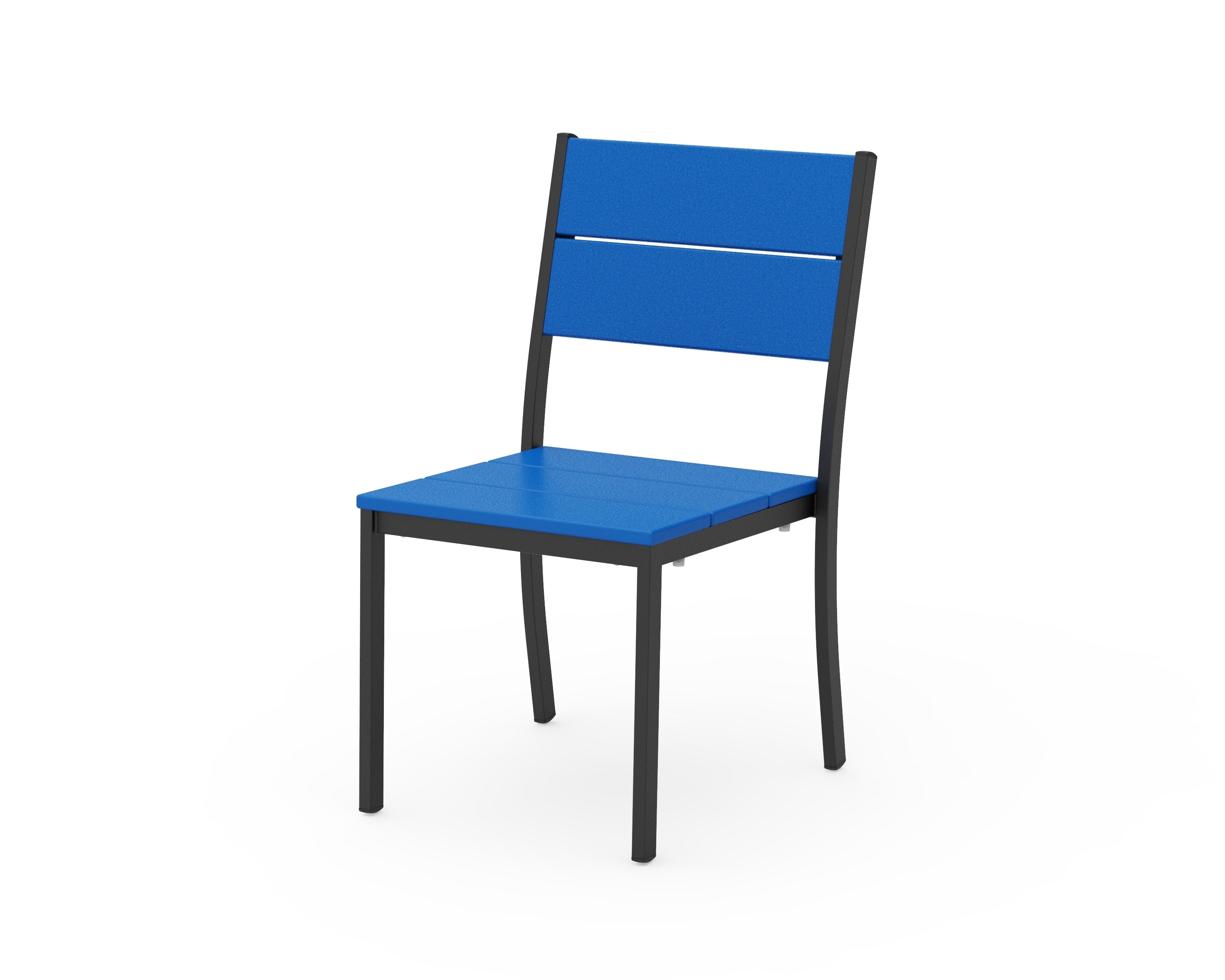 POLYWOOD® Main Street Stacking Dining Side Chair in Black / Pacific Blue