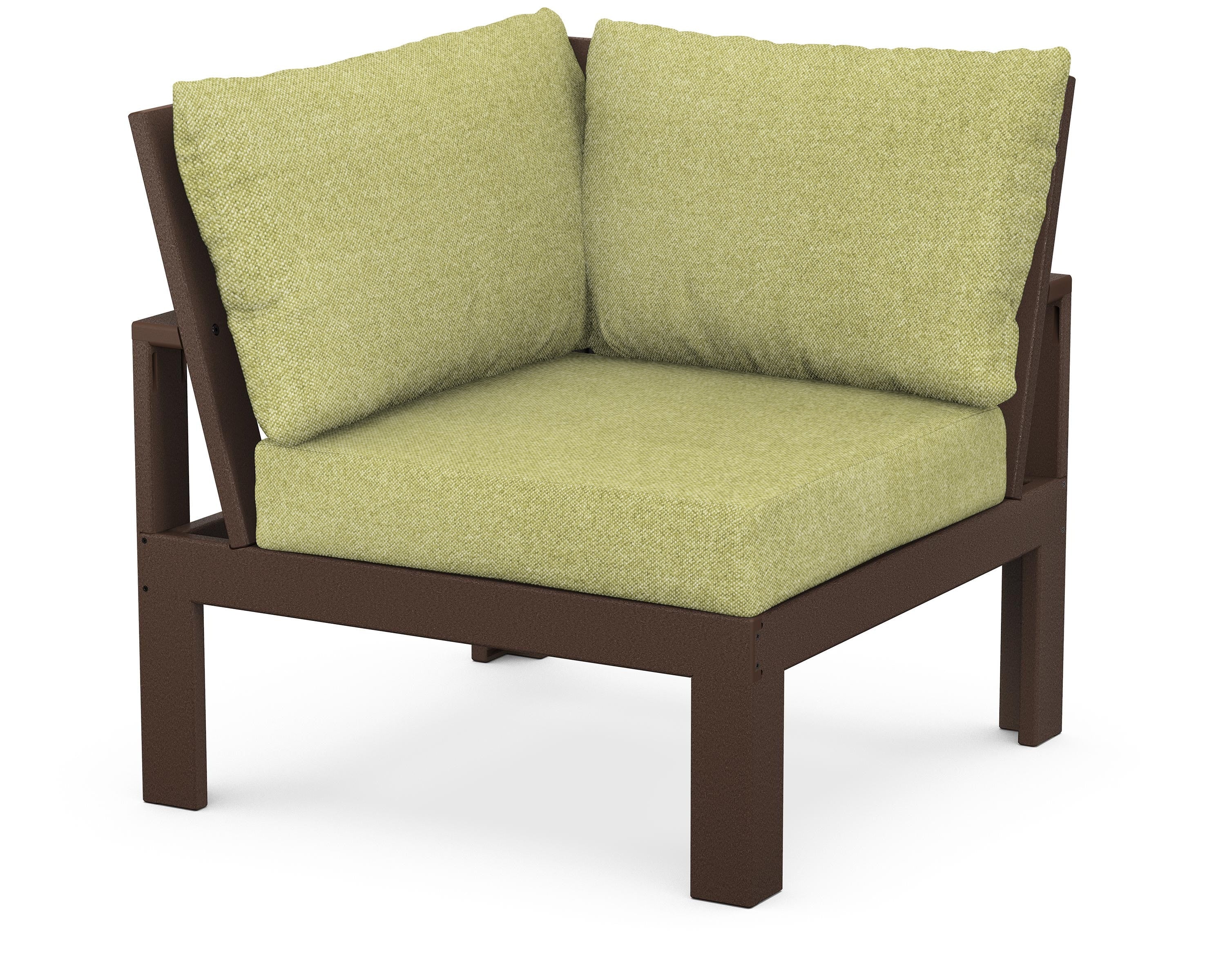 Unbranded Modular Corner Chair in Mahogany / Chartreuse Boucle
