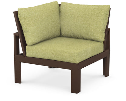Unbranded Modular Corner Chair in Mahogany / Chartreuse Boucle