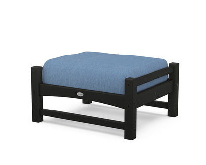 POLYWOOD® Club Ottoman in Black / Sky Blue