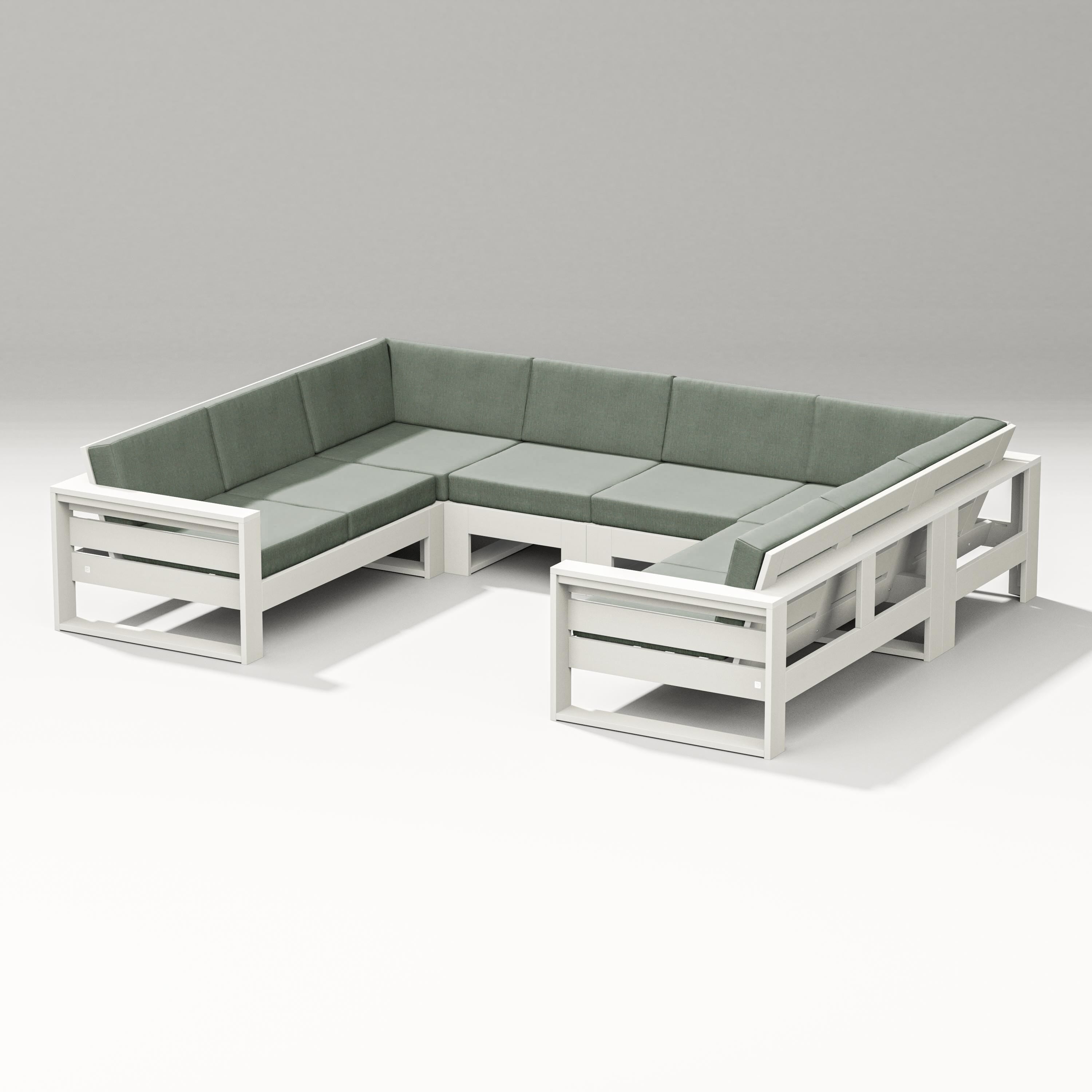 PW Designer Series Latitude U-Shaped Sectional in Vintage White / Cast Sage