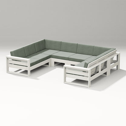 PW Designer Series Latitude U-Shaped Sectional in Vintage White / Cast Sage