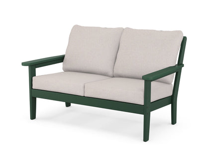 Country Living Cottage Deep Seating Loveseat in Green / Dune Burlap