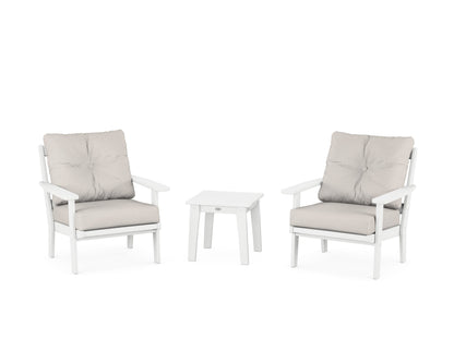 POLYWOOD® Prairie 3-Piece Deep Seating Set in White / Cast Ash