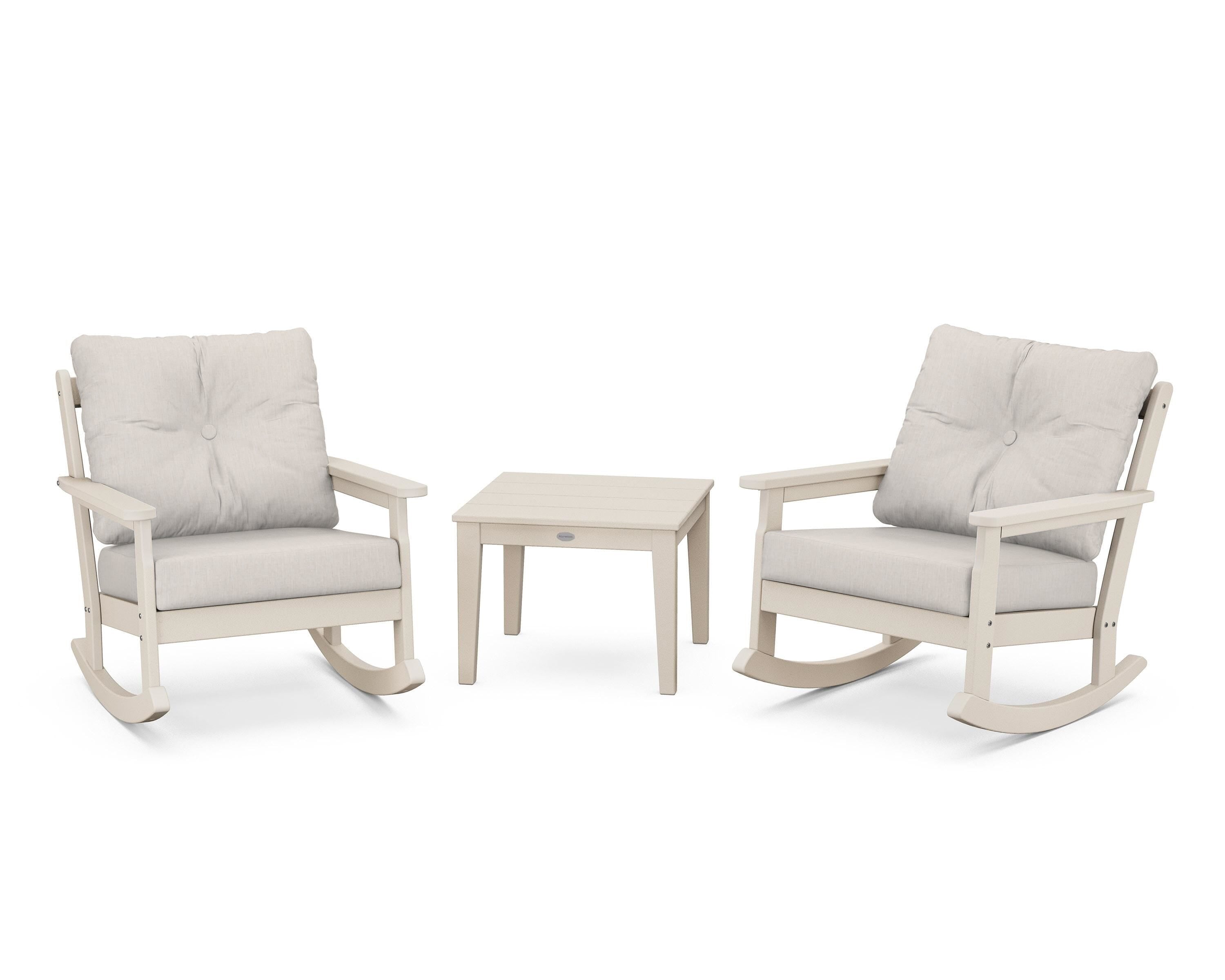 POLYWOOD® Vineyard 3-Piece Deep Seating Rocker Set in Sand / Cast Ash