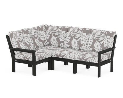POLYWOOD® Vineyard 4-Piece Sectional in Black / Leaf Grey Mist
