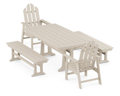 POLYWOOD® Long Island 5-Piece Dining Set with Trestle Legs in Sand