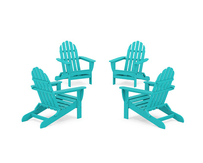 POLYWOOD® 4-Piece Classic Folding Adirondack Conversation Set in Aruba