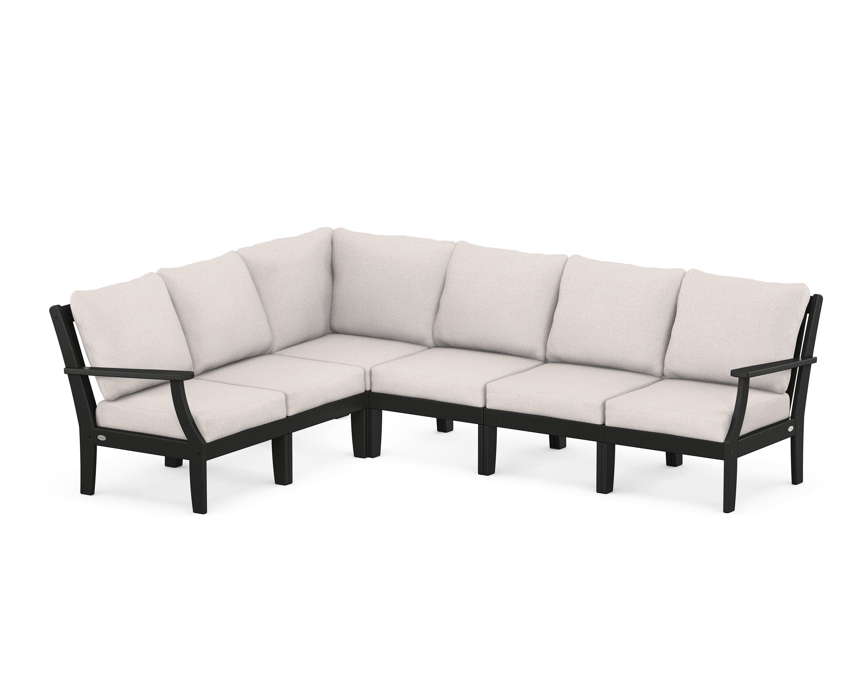 POLYWOOD® Braxton Modular 6-Piece Deep Seating Set in Black / Dune Burlap