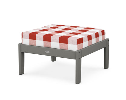 POLYWOOD® Braxton Deep Seating Ottoman in Slate Grey / Buffalo Plaid Crimson