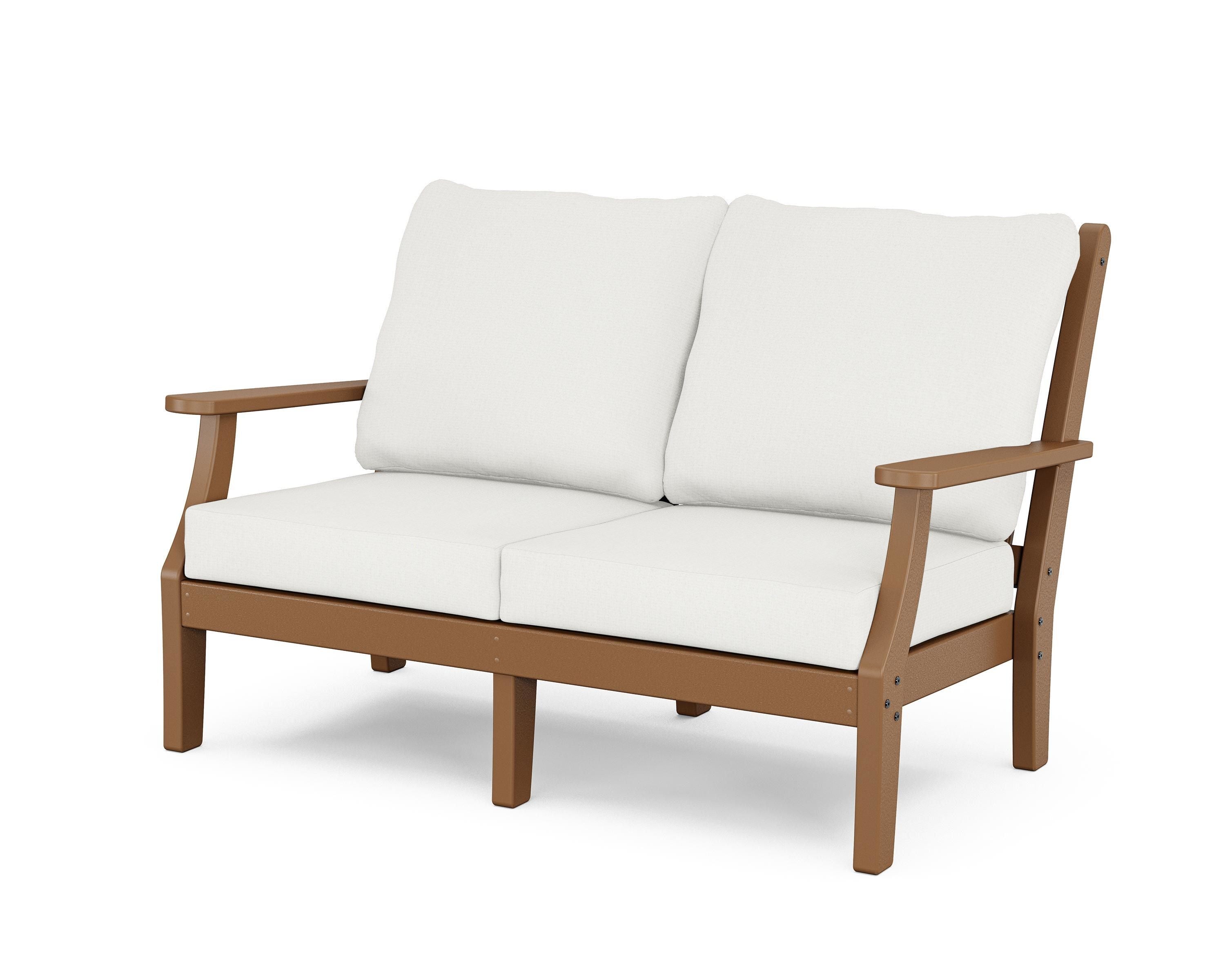 Country Living Wovendale Deep Seating Loveseat in Teak / Natural Linen