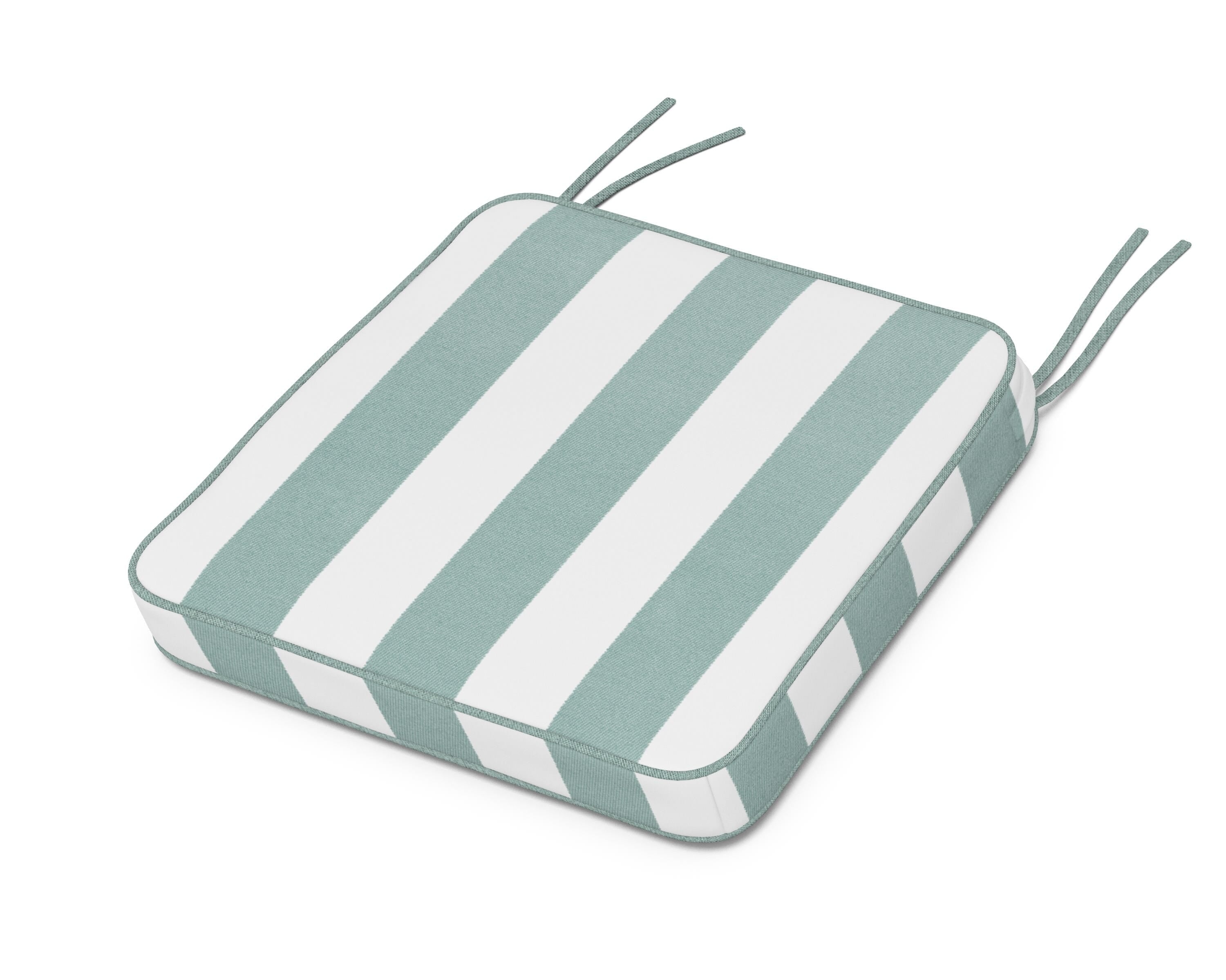 Martha Stewart by POLYWOOD® Chinoiserie Side Chair Seat Cushion in Cabana Stripe Glacier Spa
